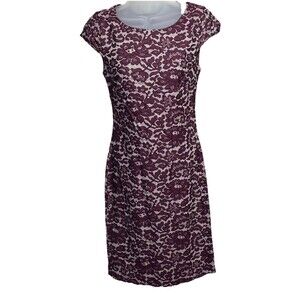 Tommy Hilfiger Burgundy Floral Lace Dress Women’s Size 2 Stretch Romantic